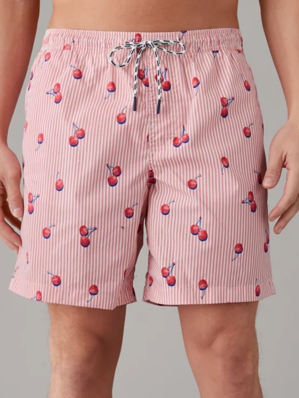 AEO NWT Cherry Stripe Flex Swim Trunks 7" XL